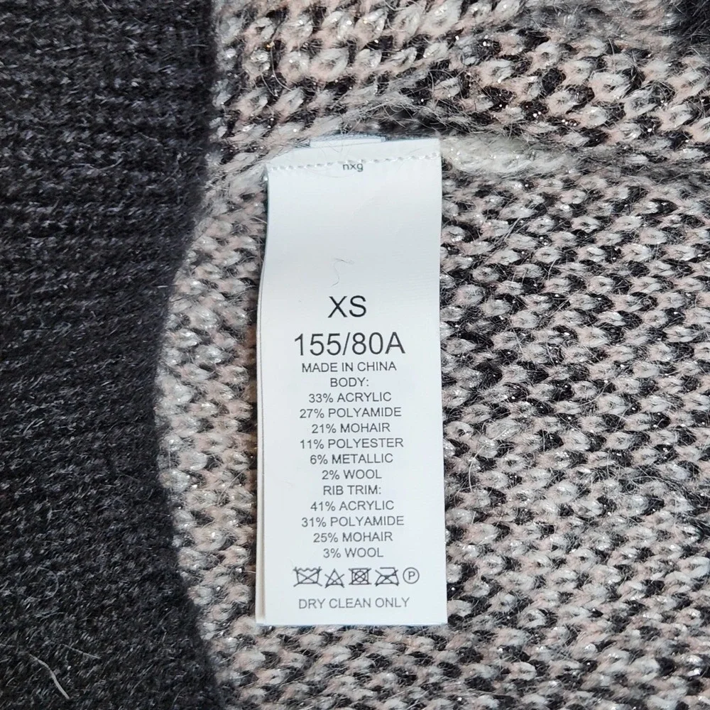 Kate‎ Spade Playful Spade Geo Mock Neck Sweater Black White Sparkle XS NWOT